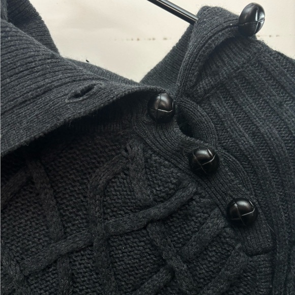 A/X Armani Exchange Men's Large Dark Gray Cable-Knit Button Sweater Cotton Wool - Picture 2 of 5